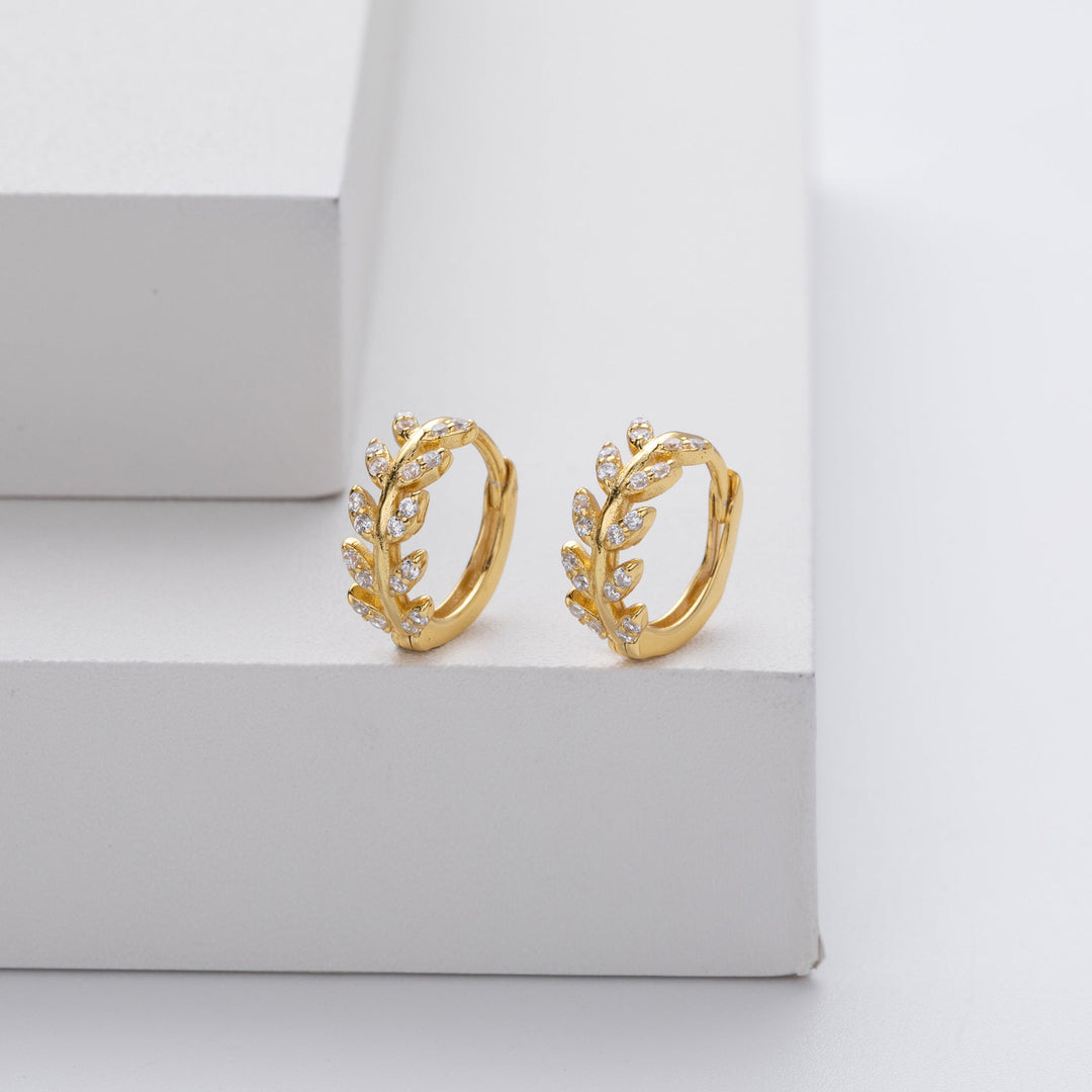 Listasti srebrni obručasti minđuše