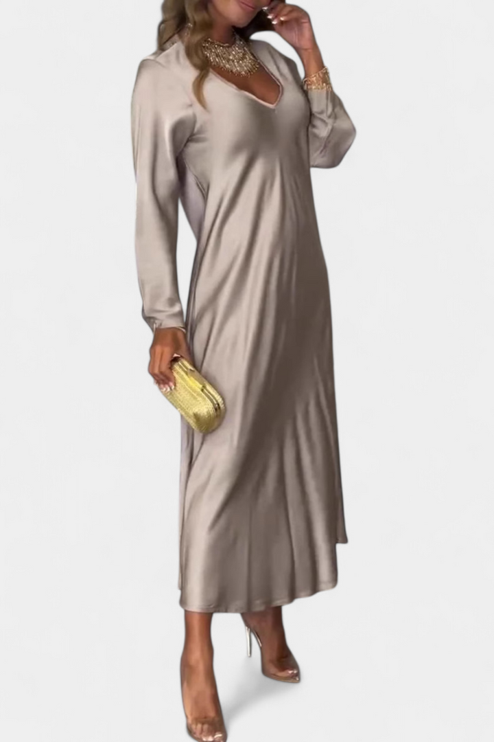 Martina Haljina Fluida s V Izrezom i Dugim Rukavima