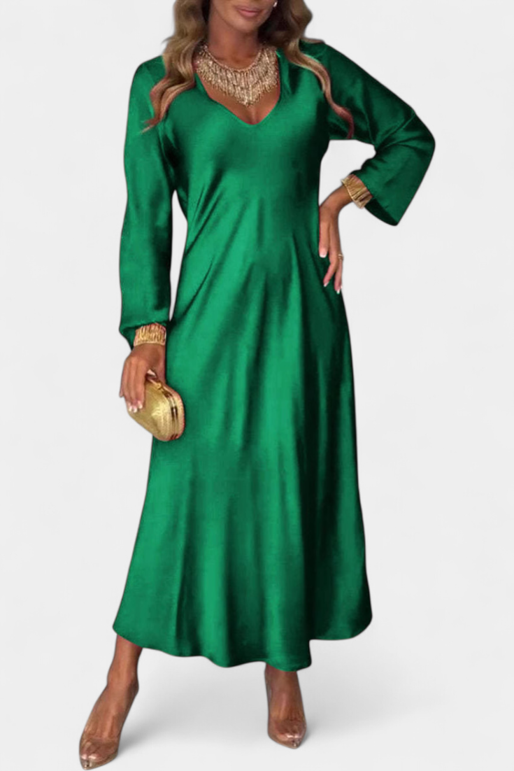 Martina Haljina Fluida s V Izrezom i Dugim Rukavima