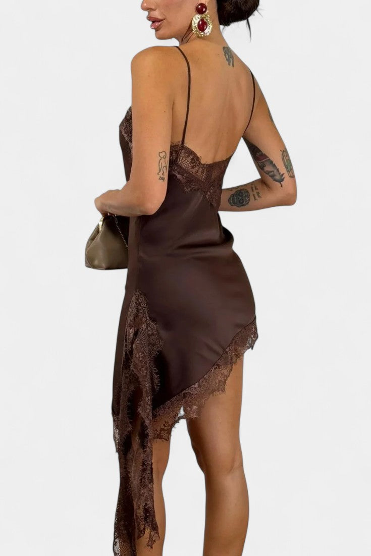 Katarina Mini Haljina s Naramenicama i Čipkom