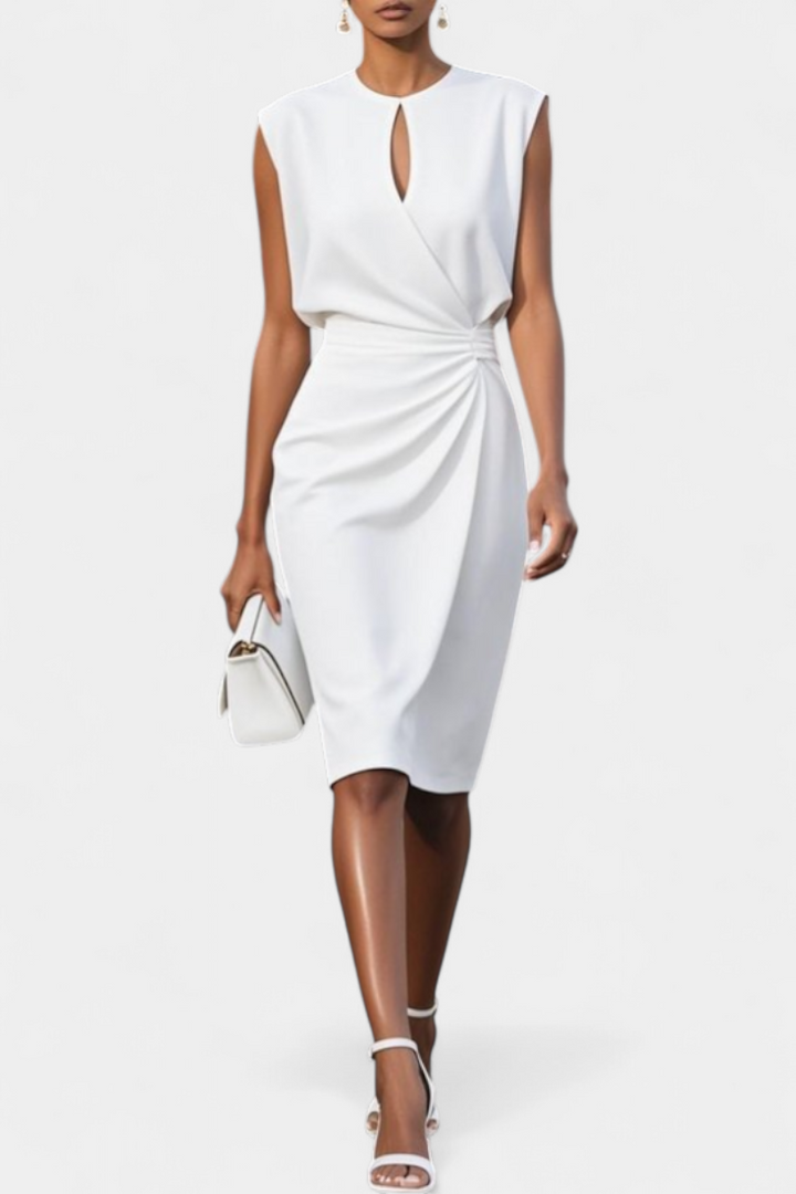 Maša Midi Haljina s Dugim Rukavima i Okruglim Izrezom