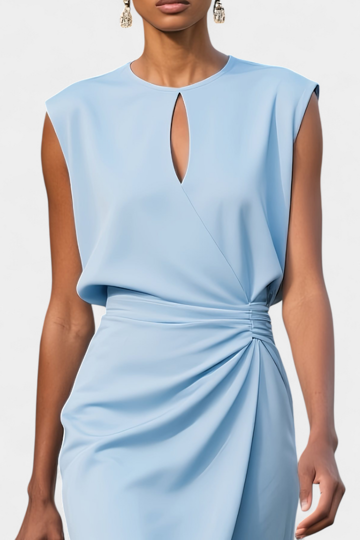 Maša Midi Haljina s Dugim Rukavima i Okruglim Izrezom